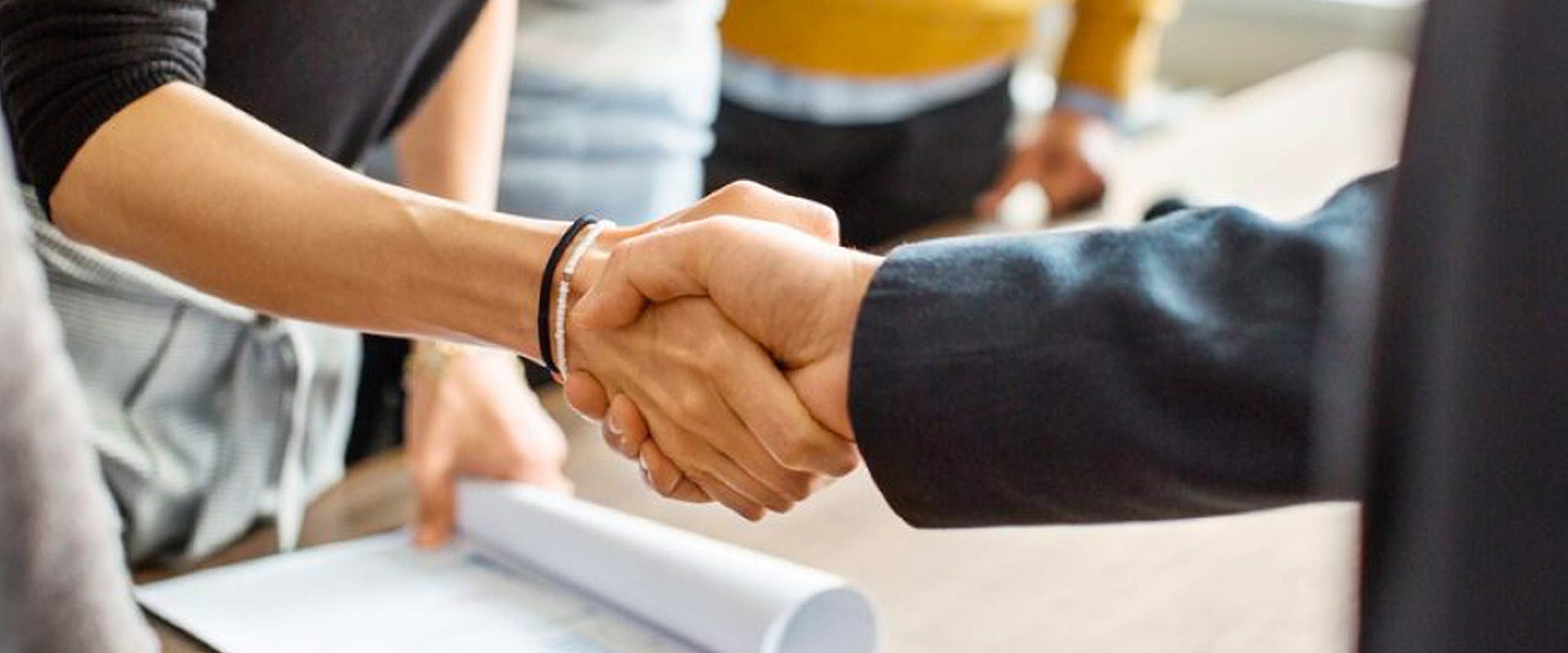 Business people shaking hands in office